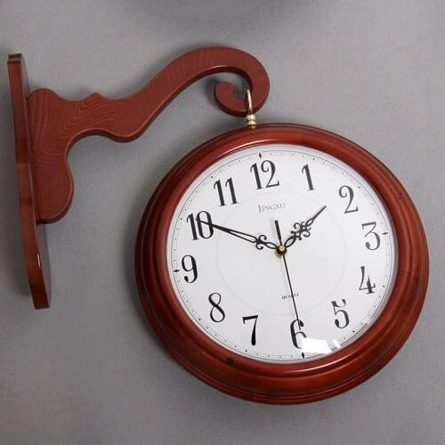 Wooden Silent Wall Clock Simple European Style Large Wall Clock with Antique Wood Design Reloj Pared Home Decoration 50ZB50