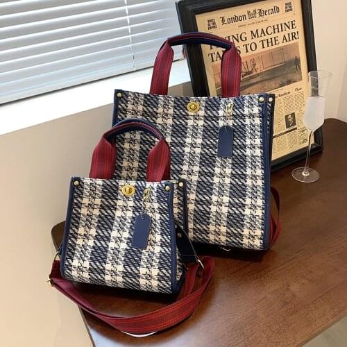 Designer Canvas Plaid Shopper Crossbody Bags for Women Fashion Large Capacity Female Shoulder Bags Casual Commute Women Handbags