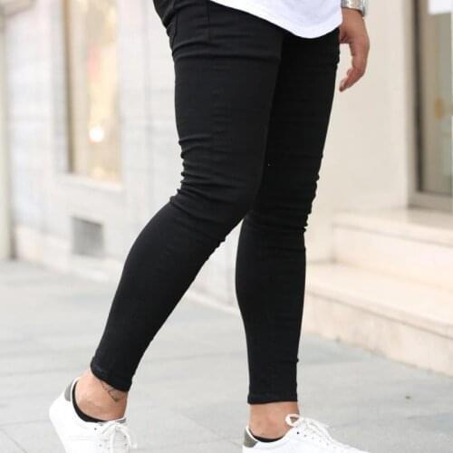 Mens Skinny Jeans Slim Elasticit Trousers Black Classic Business Denim Jeans Pencil Motorcycle Jeans Pants Party Work Basic Men