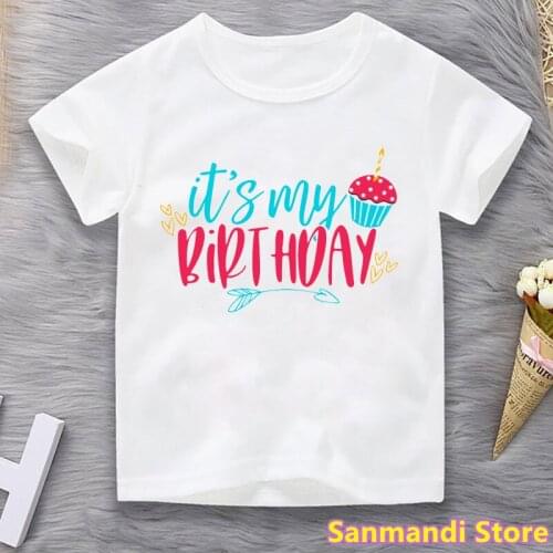 It Is My Birthday Graphic Print Tshirt Tops For Girls/Boys Toddler 3-13 Years Funny Mermaid T Shirt Kids Clothes Harajuku Shirt