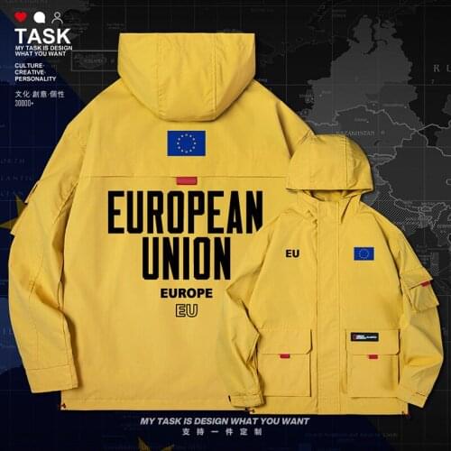 European Union United in Diversity EU EUR men jacket hooded nation flag printed jackets long sleeve fashion clothes autumn