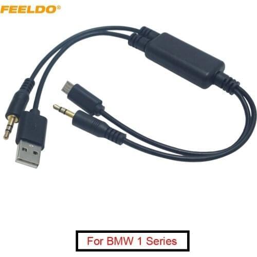 FEELDO 5Pcs Car 3.5mm Male Micro USB to 3.5mm Male USB A Plug Jack AUX Cable Adapter For BMW USB Charger Wire Cable #FD6218