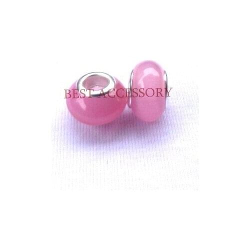 Hot Items!!! 500pcs/lot Pink Opal Cat Eye Charms Big Hole Bead Fit Bracelets Beads Dia.:14mm Hole Dia.:5mm
