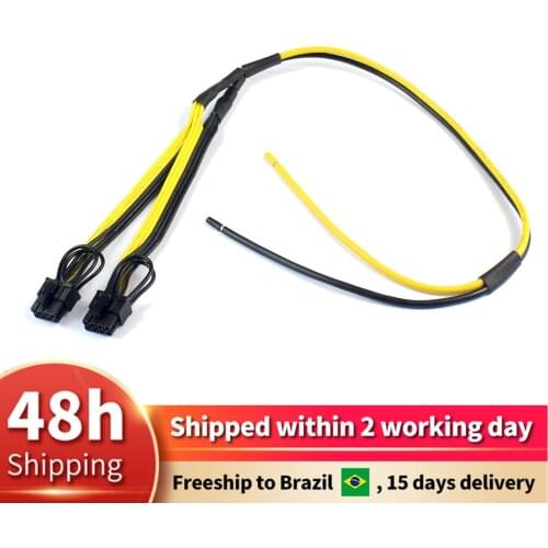 1PCS Dual PCIe PCI-E Graphic Video Card 8pin 6+2pin DIY Splitter Power Cable Cord for Bitcoin Litecoin RIG Miner 12AWG+18AWG