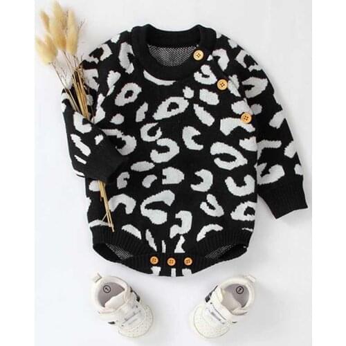 Knitted Baby Clothes Newborn Baby Romper Leopard Baby Girl Romper Cotton Infant Baby Boy Romper Infant Baby Jumpsuit Overalls