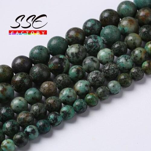 African Turquoises Round Loose Beads Natural Stone Beads For Jewelry Making DIY Bracelet Necklace Accessories 4 6 8 10 12mm 15"