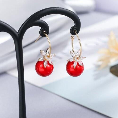 Circle Flower Pearl Earrings Female Temperament Earring Pendant for Ladies New Trendy High-End Earrings Earings Fashion Jewelry