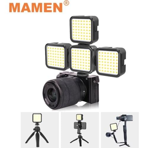 MAMEN 5500K Mini LED Video Fill Light With 49PCS LEDs Cold Shoe Mount For Camera Smartphone Selfie Vlog Photography Lighting