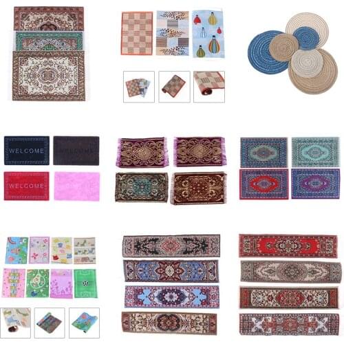 Mini Carpet Mat Miniature Doll house Accessories Kit Simulation Mini Model Ground Decoration Dollhouse