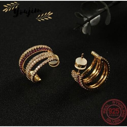 Fashion Womens Zircon Multi-Circle Earrings Luxury Elegant Monaco Exquisite Jewelry Gift 925 Silver