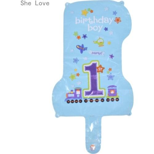 Chzimade Number 1 Aluminum Foil Film Inflatable Balloon 1st Birthday Baby Girl Boy Photo Props Party Decoration