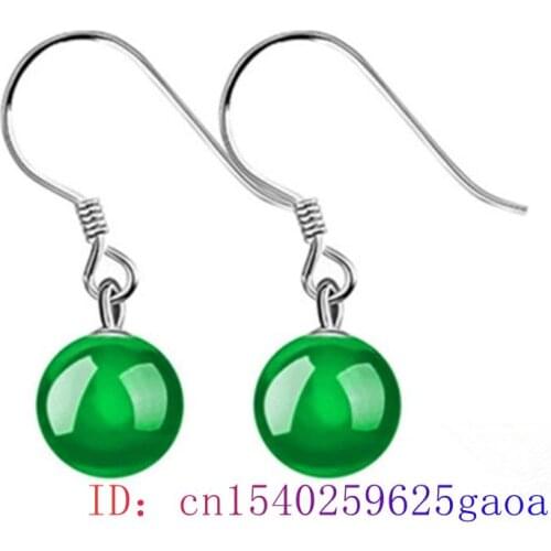 Jade Bead Earring Jewelry Amulet Chalcedony Fashion Gifts Green 925 Silver Natural Women