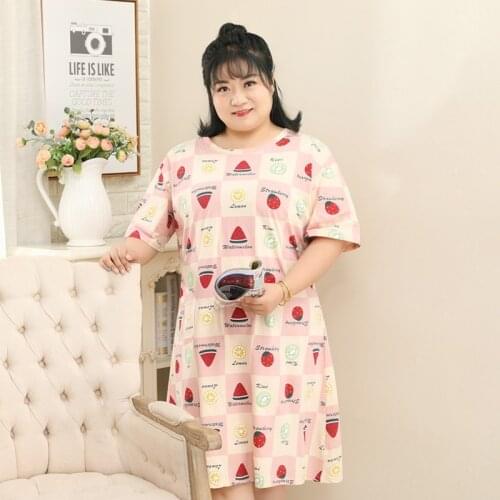 Pure cotton nightgowns women summer 5XL Plus size homewear cute sleepwear women mom sleep dress underwear 130KG