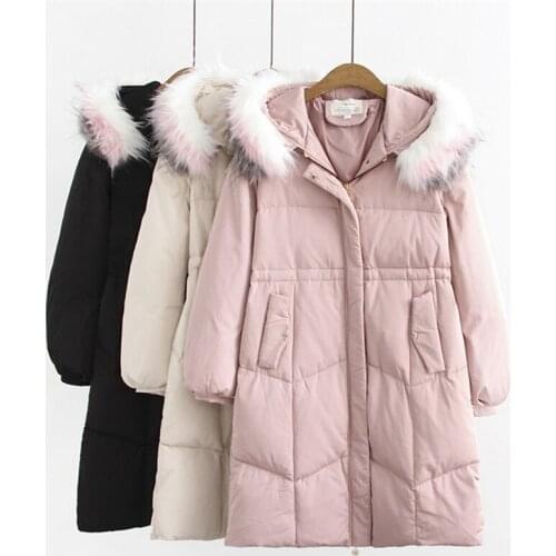 2019 New Oversize Hooded Down Jacket Women Winter Parkas White duck down Outerwear Female Fur collar Plus size 4XL coats G749