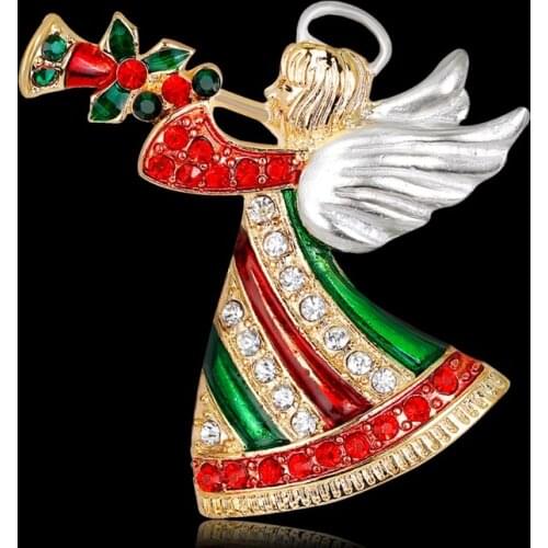 40GB New Christmas Brooch Pins Angel Horn Fashion Winter Creative Jewelry Women Gifts