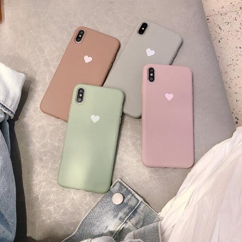For iphone 8 case Pure color love silicone soft shell is suitable for Iphone 6 6S 7 8 Plus X XR