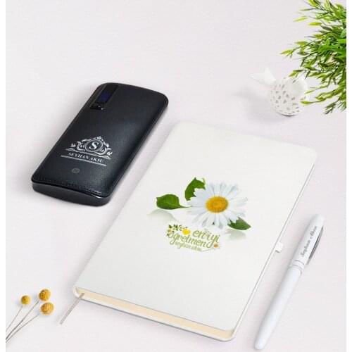 Personalized Daisy Themed Best Teacher White Notebook Pen 12.000 Mah Powerbank Gift Set-4