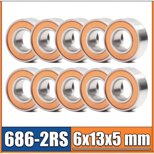 686RS Bearing 10PCS 6x13x5 mm ABEC-3 Hobby Electric RC Car Truck 686 RS 2RS Ball Bearings 686-2RS Orange Sealed