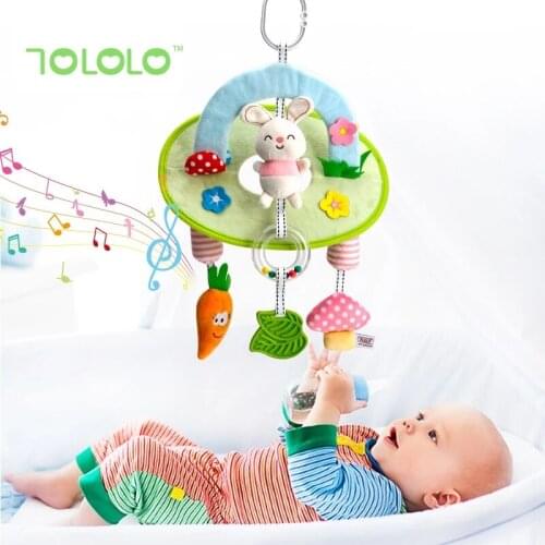 Education baby bed bell Newborn toy animal series wind chime infant baby bed car hanging plush