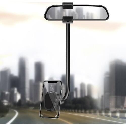 Car Magnetic Phone Holder Rearview Mirror Mount 360 Rotation Mini More Driving View Adjustable Auto Navigation Bracket
