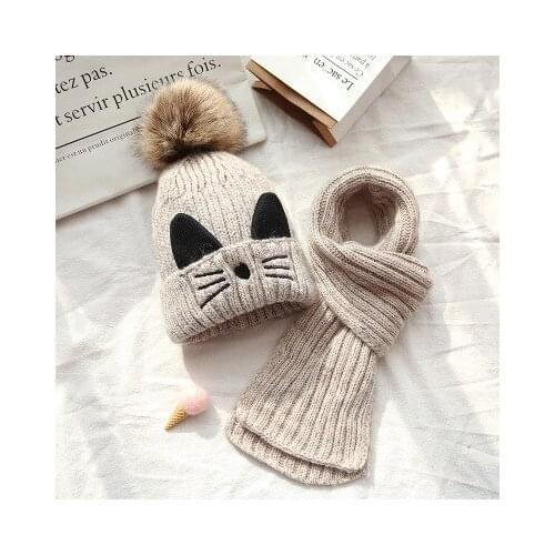 Fashion Cotton Baby knit Hat Scarf Autumn Winter Children Scarf-collar Boys Girls Warm Beanies Caps Scarf Sets