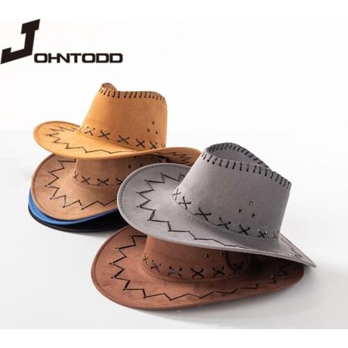 Western cowboy hat mens womens fedora hat outdoor wide brim artificial leather black white summer wide brim beach travel hat