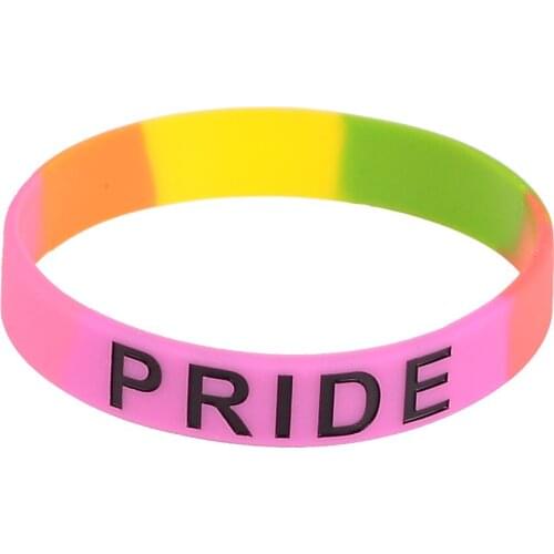 Pride Pink Rainbow Color Silicone Bracelet Fashion Environmental Wristband For Women Men LGBT Jewelry Party Gifts Pulceiras