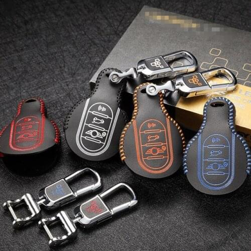 LUCKEASY For mini clubman 14-17 mini countryman 2017 mini jcw 2015 mini leather Smart Remote key Case Cover Holder 3 Button
