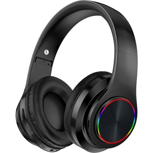 LED luminous wireless foldable high-fidelity stereo headset Bluetooth 5.0 wired and wireless headset with built-in microphone