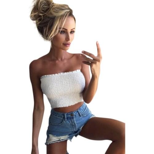 Summer Women Strapless Elastic Boob Bandeau Tube Tops Bra Sexy Sleeveless Crop Top Lingerie Breast Wrap Pure Color Hot Sale