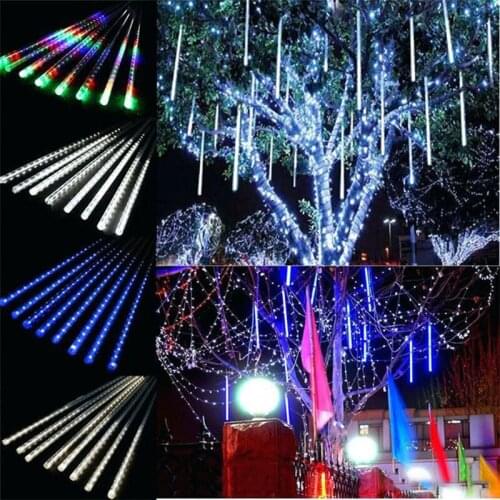 Outdoor Garden Decoration 30cm 50cm 8 Tube Meteor Shower Led Color Light String Christmas Tree Decoration for Home Navidad Decor