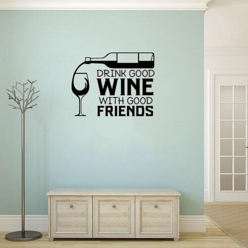 Wine Glass Wall Sticker For Kitchen Restaurant Bar Dining Room Wall Decal Vinyl Removable DecorMural DW9664
