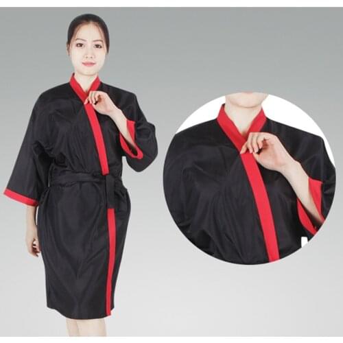 Waterproof Salon Client Gown Hairdressing Gowns Kimono Style- Long -Black Color