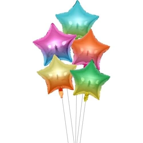 5pcs 18 Inch Gradient Color Star Heart Foil Balloon Wedding Valentines Day Baby Shower Kids Birthday Party Decoration Sipplies