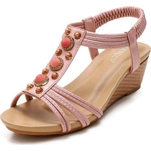 Women sandals summer flat pearl sandals flip flops rome shoes string bead slippers mujer gladiator sandalias sapatos femininos