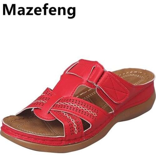 Ladies Casual Sandals Plus Size Slippers Women Fashion Thick Bottom Slope with Non-slip Wear Beach Sandals Hollow Womens Shoes