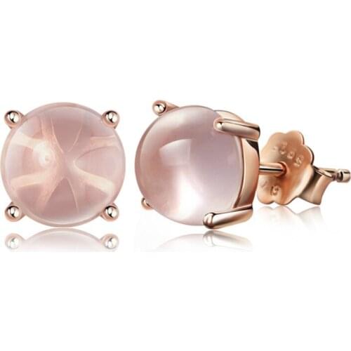 100% 925 sterling silver fashion natural opal rose gold ladiesstud earrings wholesale jewelry women birthday gift drop shipping