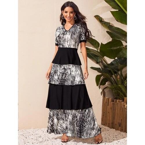 2021 Spring Summer Maxi Dress Fashion Women Patchwork Layered Long Dresses Dubai Abaya Kaftan Muslim Islamic Clothing Caftan New