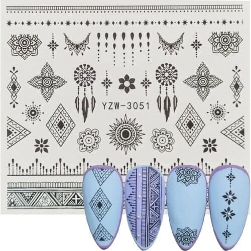 1pc Beautiful Fashion Lace Water Transfer NEW Black Henna Nail Art Tattoo Sticker Watermark Temporary Decal Nail Art Decoration