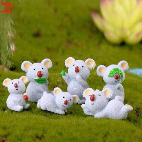 1PC Cute Koala Ornaments Mouse Resin Figurine Simulation Cartoon Micro Landscape Decor Gift Accessories Fairy Garden Miniatures