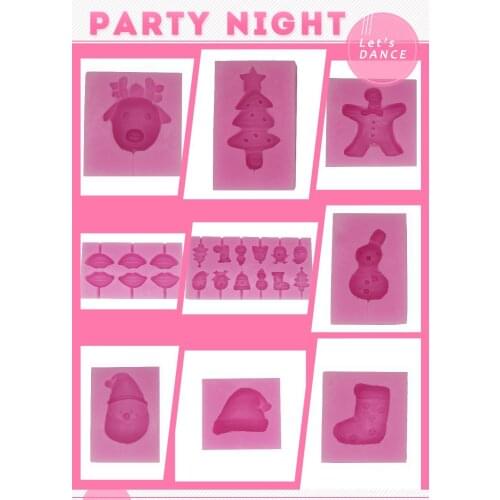 1pcs Christmas Series Silicone mold mini chocolate mould tree snowman socks Santa Claus