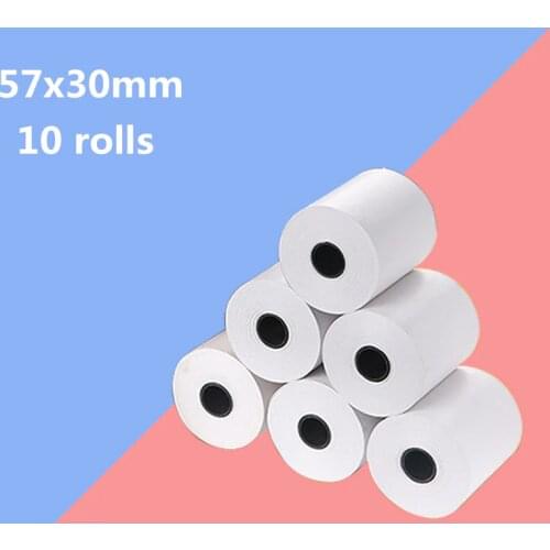 10 Rolls 57x30 mm Hermal Paper POS Printer Mobile Bluetooth Cash Register Paper Rolling Papers Label Paper