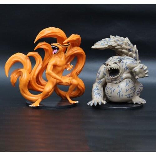 2PCS Japan Anime Naruto One Tail Nine Tail Demon Fox Garage Kit Vinyl Doll Action Figure PVC Model Collection Birthday Gift Toys
