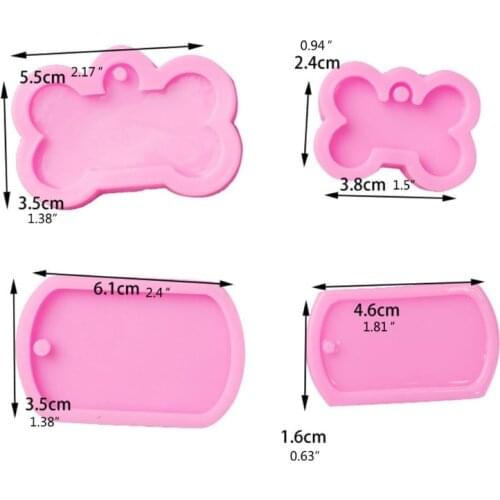 4Pcs Dog Tags Epoxy Resin Mold DIY Crafts Jewelry Necklace Earrings Casting Tool Hanging Pendant Silicone Mould U90F