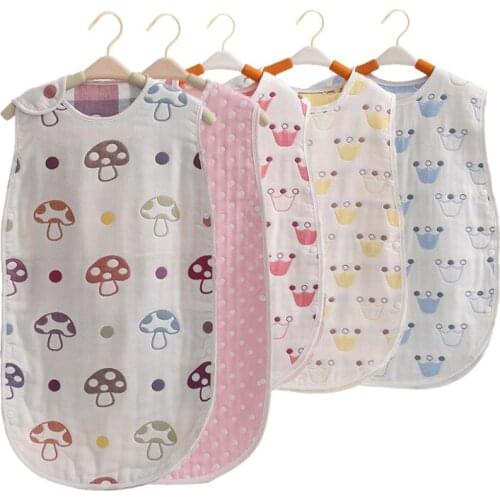 45X80cm Pure cotton six layer soft gauze baby sleeping bag children cartoon quilt kids bedding blanket for spring and autumn
