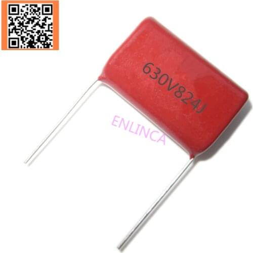 5pcs CBB 630v 820NF 0.82UF 824J 630v 5% PITCH 20MM DIP CBB Polypropylene film capacitor