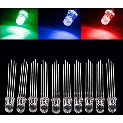 50 Pcs LED RGB Common Cathode 4-Pin F5 5MM Super Bright Bulb Lamp NEW