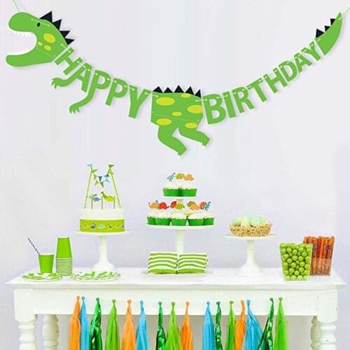 Happy Birthday Banner for kid boy girl first 1st one 2th 3th 4th 5th 6th 7th 8th 9th 10th Jungle animal theme Party Decoration