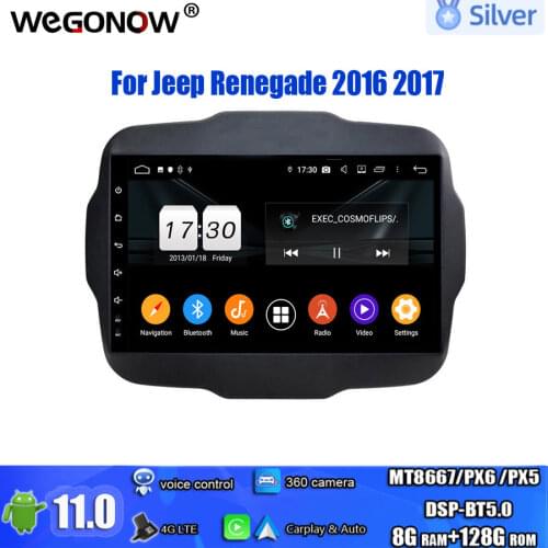 For Jeep Renegade 2016 2017 Carplay PX6 DSP HD Android 10.0 4GB 64GB Car DVD Player GPS map RDS Radio music wifi Bluetooth 5.0