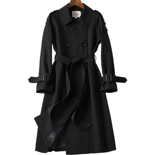 Brand windbreaker female medium long 2020 spring new Korean high-end slim slimming chic black autumn jacket womens clothing